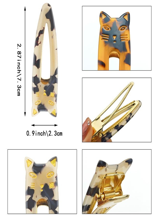 Capiant 4 PACK Cat Hair Clips Cute Cat Barrettes Fashion Alligator Clip Hair Cat Hair Clips for Women(Dark tortoiseshell + Light tortoiseshell) - Image 2